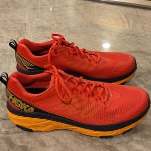 Hoka Men's Vibrant Red and Yellow Athletic Shoes